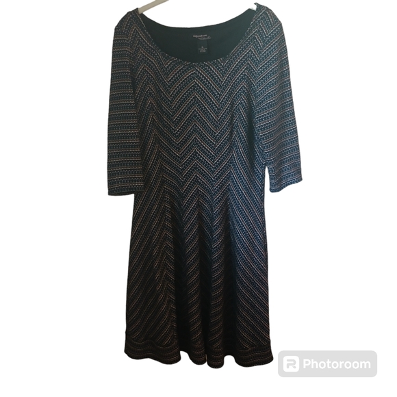 Signature By Robbie Bee Women's Fit And Flair Chevron Print Dress Size XL - Picture 2 of 9